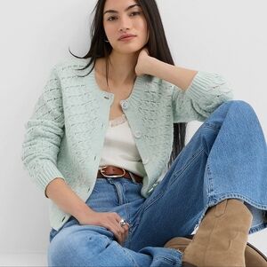 LOFT Shimmer Pointelle Cardigan